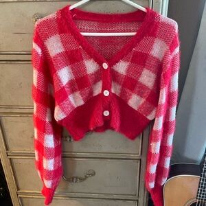 Plaid fuzzy sweater top